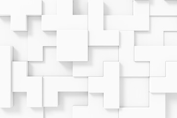 Abstract background of Soma cube. Puzzle pattern. 3D rendering.