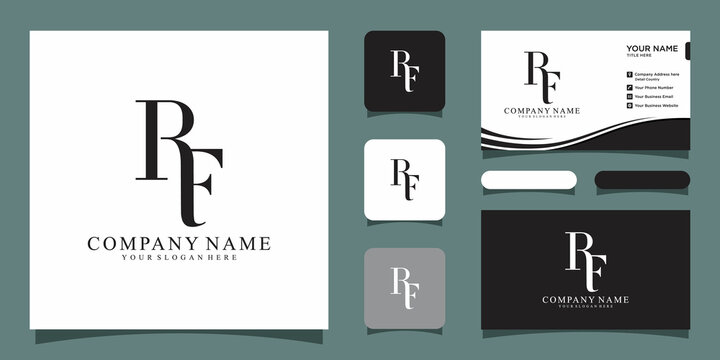 RF or FR Letter Initial Logo Design, Vector Template with business card design template