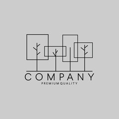 abstract Simple monogram line art tree logo vector illustration design linear. minimalist tree, minimal of tree logo simply silhouette black