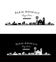 Livestock Farm Animal Logo Agriculture Vector vintage silhouette black