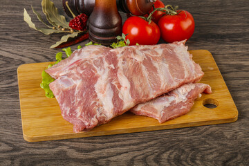 Raw pork ribs for cooking