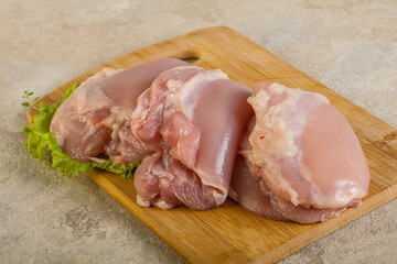 Raw chicken boneless and skinless leg