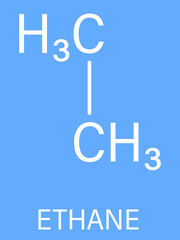 Ethane natural gas component molecule. Skeletal formula.