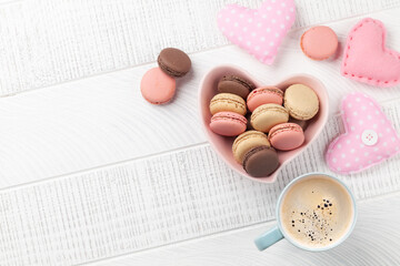 Homemade macaroons and coffee