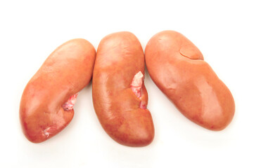 Pig kidney on a white background