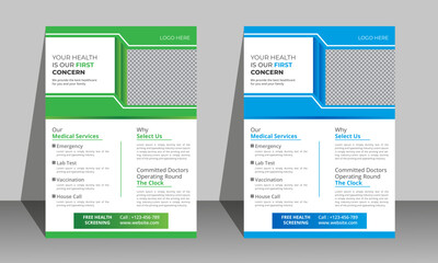 Medical Flyer Template Design, Healthcare Poster, Brochure Design.