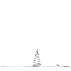 Christmas tree silhouette line draw vector illustration