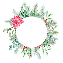 Watercolor Christmas floral  frame