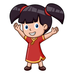 Cute little girl wearing traditional chinese costume