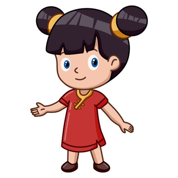 Cute little girl wearing traditional chinese costume