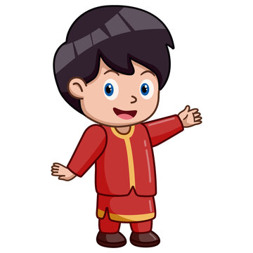 Cute little boy wearing traditional chinese costume