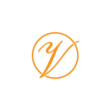 letters yv simple beauty font circle logo vector