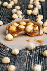 delicious salted caramel cake with hazelnuts