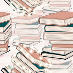 Books Pattern Pattern Hand Drawn Illustration	
