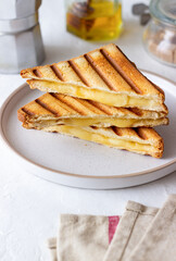 Grilled sandwiches with cheese. Vegetarian food. Breakfast.