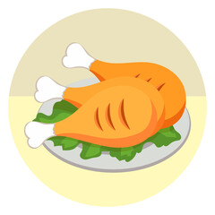 Flat color icon for roast.