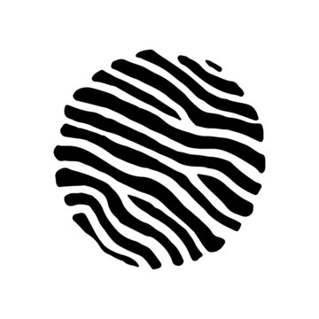 zebra round abstract animal texture. Hand-drawn texture in a circle. Vector