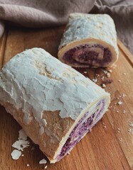 Blueberry meringue roll
