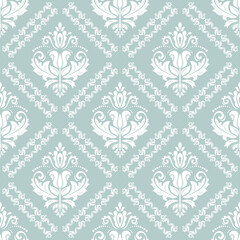 Orient vector classic pattern. Light blue and white seamless abstract background with vintage elements. Orient background. Ornament for wallpapers and packaging
