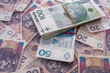 Fototapeta na wymiar Background made from different poland money 10 20 50 100 pln zl zloty banknote