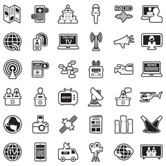 News Reporter Icons. Line With Fill Design. Vector Illustration.