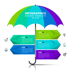 Infographic template with icons and 5 options or steps. Umbrella. © kuliperko