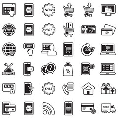 Online Shopping Icons. Line With Fill Design. Vector Illustration.