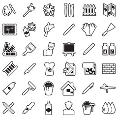 Painting Icons. Line With Fill Design. Vector Illustration.
