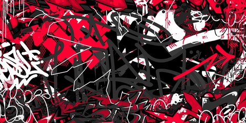 Black Red And White Abstract Hip Hop Street Art Graffiti Style Urban Calligraphy Vector Illustration Background Art