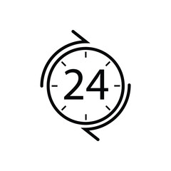 Line icon for service 24 hours marketplace 