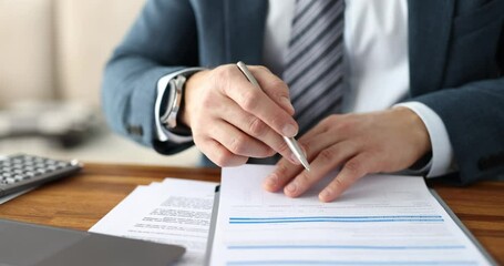 Man reads terms of health insurance slow motion 4k movie