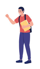 Aggressive schoolboy mocking semi flat color vector character. Standing figure. Full body person on white. Bully behavior isolated modern cartoon style illustration for graphic design and animation