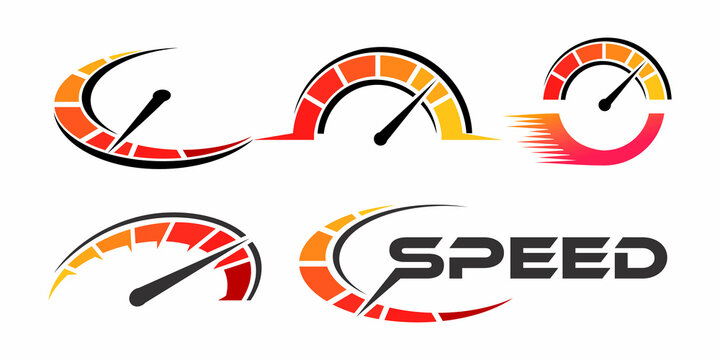 Speed logo icon set , logo racing event, with the main elements of the modification speedometer