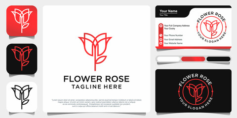 logo Roses line art style. flower beauty salon, skincare, cosmetic, nature and spa products.