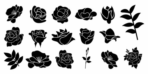 collection rose logo design vector collection