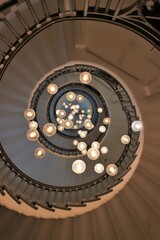 Spiral staircase with lights