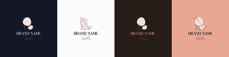 Line art creative and minimal animal multipurpose logo template design brand