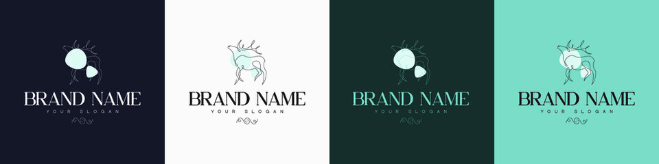 Line art creative and minimal animal multipurpose logo template design brand