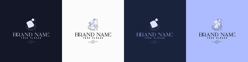 Line art creative and minimal animal multipurpose logo template design brand