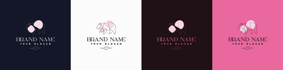 Line art creative and minimal animal multipurpose logo template design brand