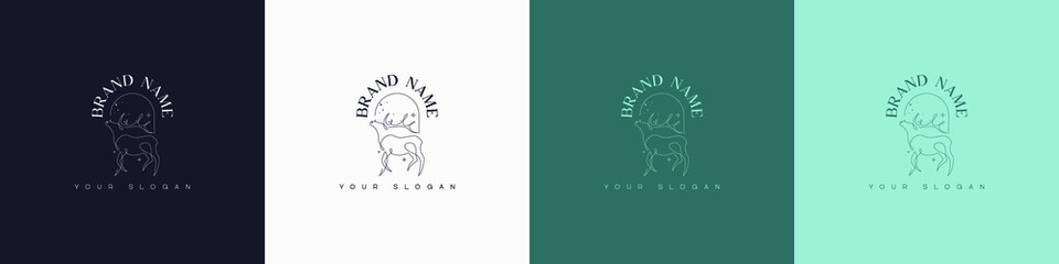 Line art creative and minimal animal multipurpose logo template design brand