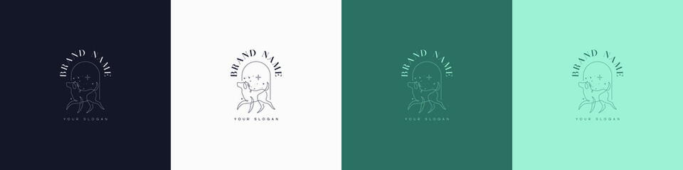 Line art creative and minimal animal multipurpose logo template design brand