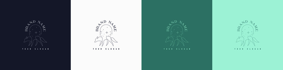 Line art creative and minimal animal multipurpose logo template design brand