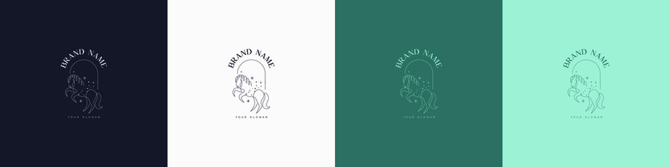 Line art creative and minimal animal multipurpose logo template design brand