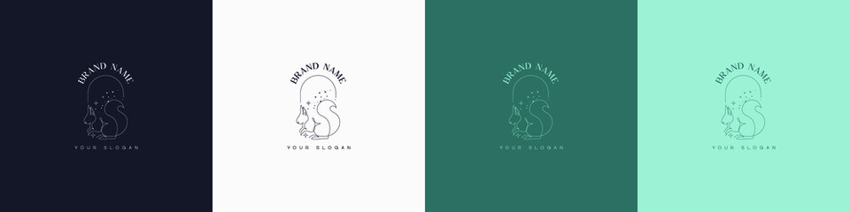 Line art creative and minimal animal multipurpose logo template design brand