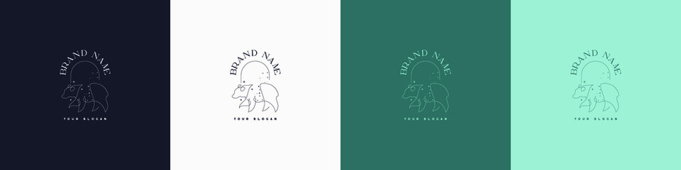 Line art creative and minimal animal multipurpose logo template design brand