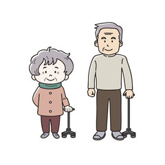 杖をつく老人