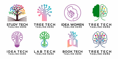 tech tree electrical digital icon set logo design vector