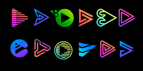 Play and Multimedia icon set Logo. Symbol and Icon Vector Template.