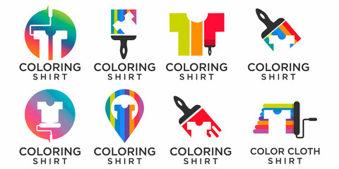 shirt coloring Company Vector icon set Logo Design for Laundry and T shirt shop
